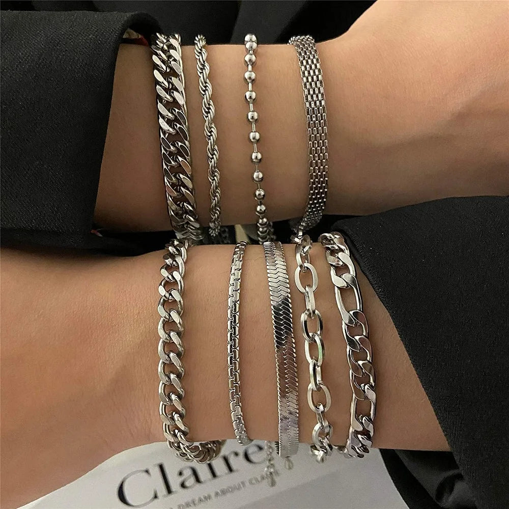 316L Stainless Steel Cuban Chain Bracelet for Men Women